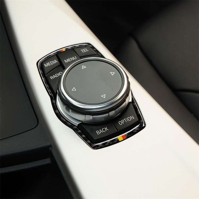 Orange Red Color Carbon Fiber Car Multimedia Frame Decorative Sticker for BMW X3 / X4 / X5 / X6 / F0