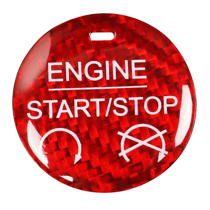 Car Carbon Fiber Engine Start Button Decorative Cover Trim for Ford Mustang 2015-2019 (Red)