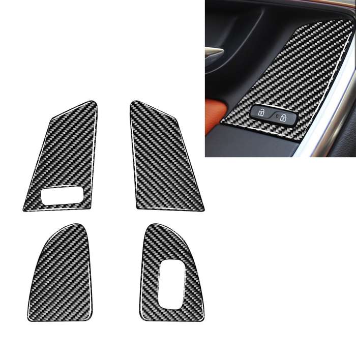 4 PCS Car Carbon Fiber Window Lifting Button Decorative Stickers for Volvo V60 / XC60 2010-2017 / S6