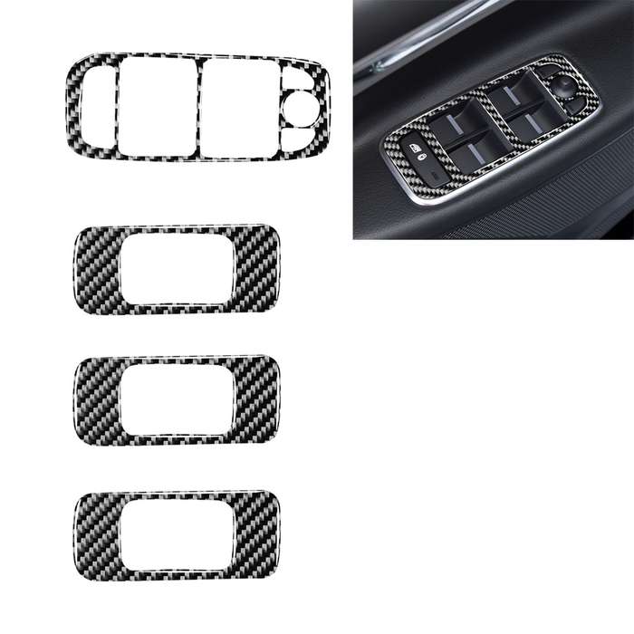4 in 1 Car Carbon Fiber Lifting Panel Decorative Stickers for Jaguar F-PACE X761 XE X760 2016-2020,