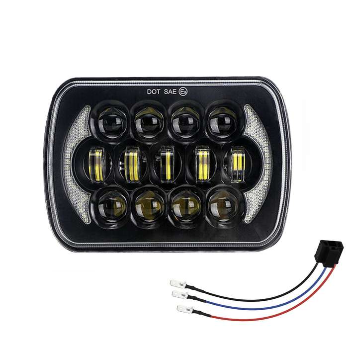 7 inch(5X7)/(7X6) H4 DC 9V-30V 30000LM 300W 8LEDs Car Square Shape LED Headlight Lamps for Jeep Wran