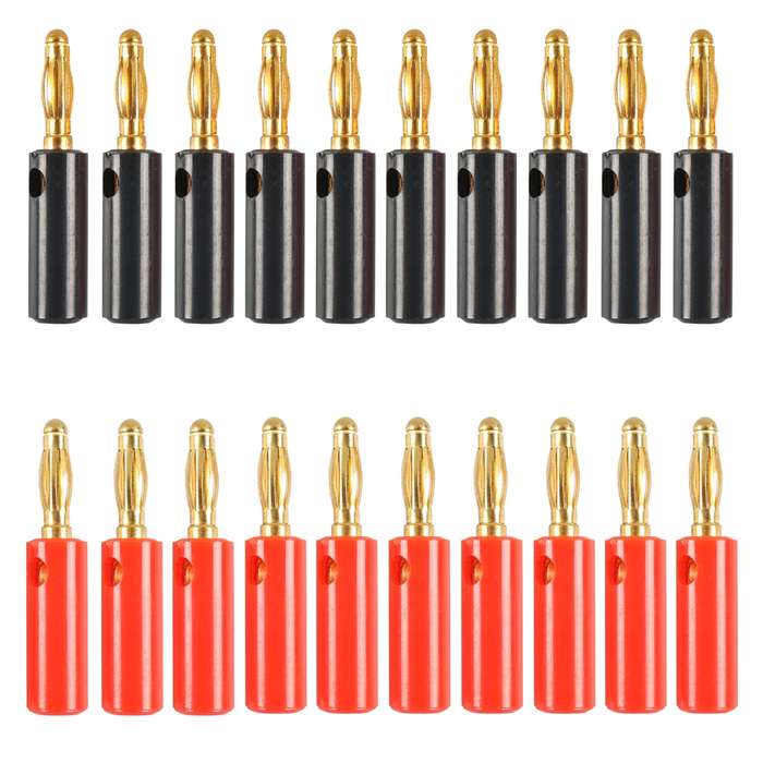 A6546 20 in 1 Car Red and Black Cover Gold-plated 4mm Banana Head Audio Plug