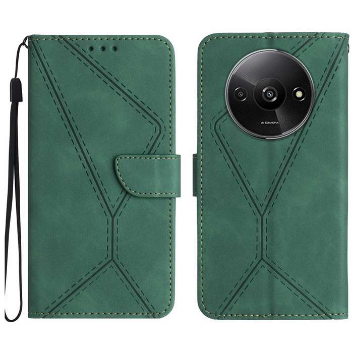 For Xiaomi Redmi A3 Stitching Embossed Leather Phone Case(Green)