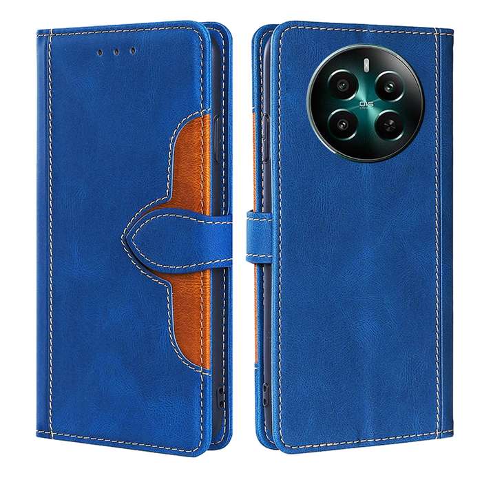 For Realme 12+ 5G Skin Feel Magnetic Buckle Leather Phone Case(Blue)