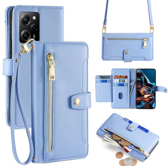 For Xiaomi Redmi Note 12 Pro Speed Sheep Texture Cross-body Zipper Wallet Leather Phone Case(Bl