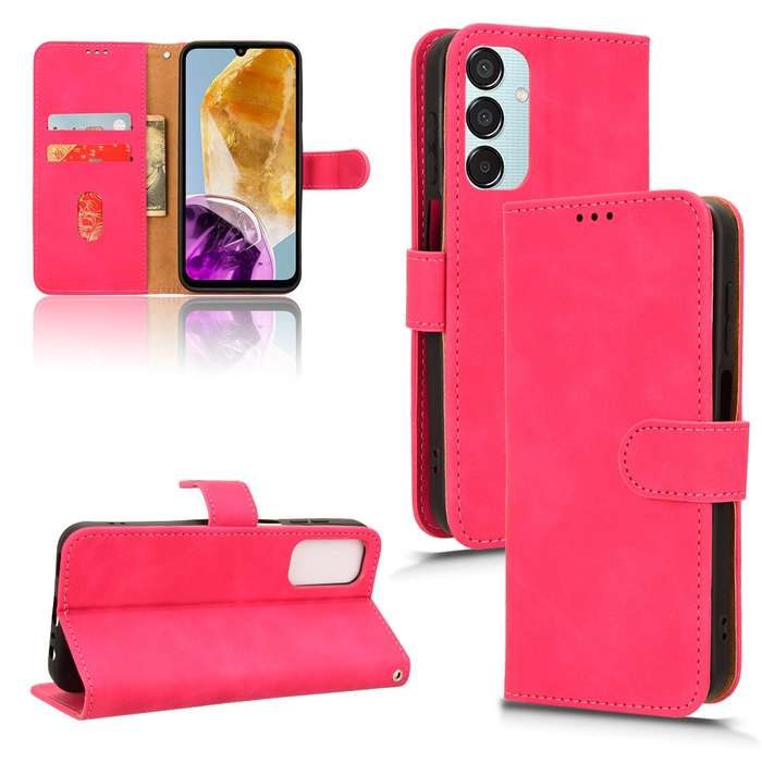 For Samsung Galaxy M15 5G Skin Feel Magnetic Flip Leather Phone Case(Rose Red)
