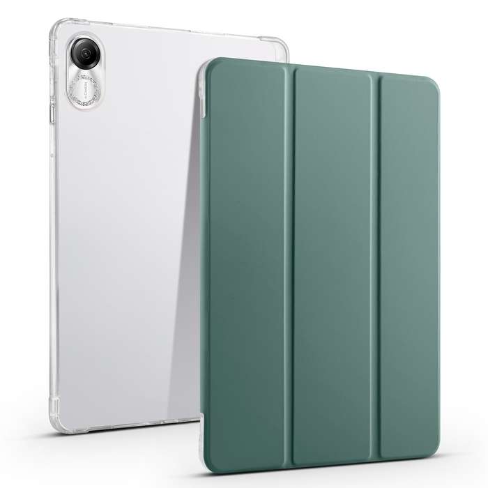 For Xiaomi Redmi Pad Pro 12.1 3-fold Clear TPU Smart Leather Tablet Case with Pen Slot(Dark Gre
