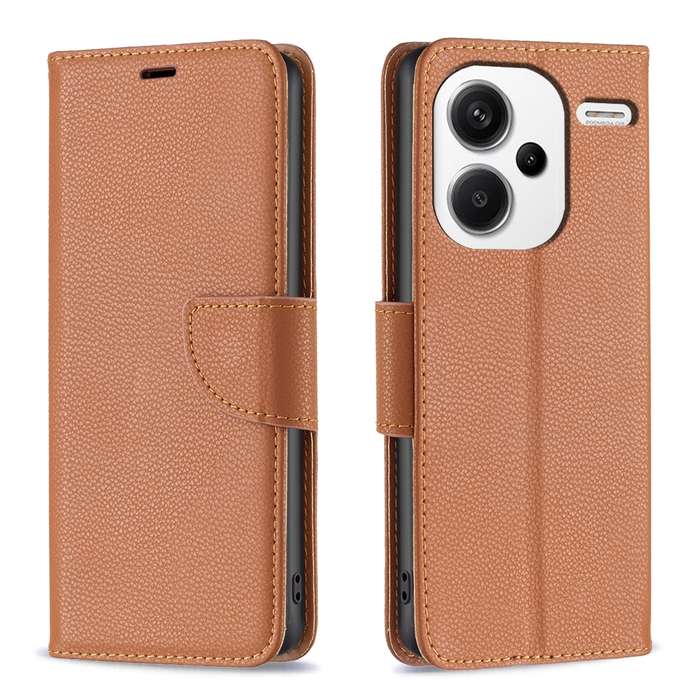 For Xiaomi Redmi Note 13 Pro+ 5G Litchi Texture Pure Color Leather Phone Case(Brown)