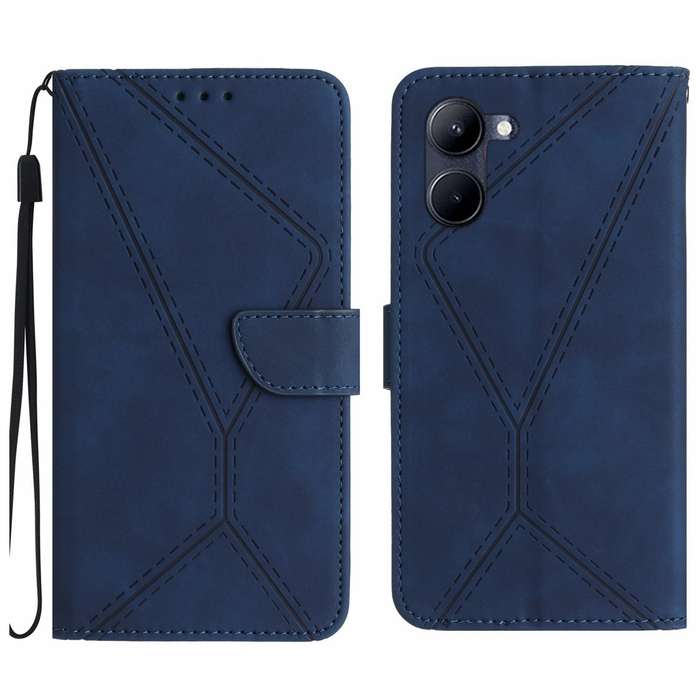 For vivo Y03 4G Stitching Embossed Leather Phone Case(Blue)