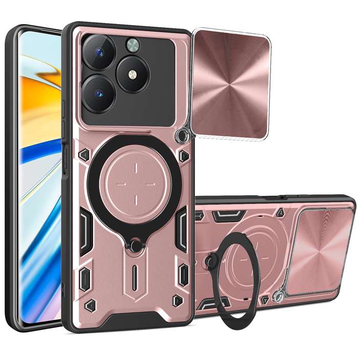 For Realme C61 / C63 CD Texture Sliding Camshield Magnetic Holder Phone Case(Pink)