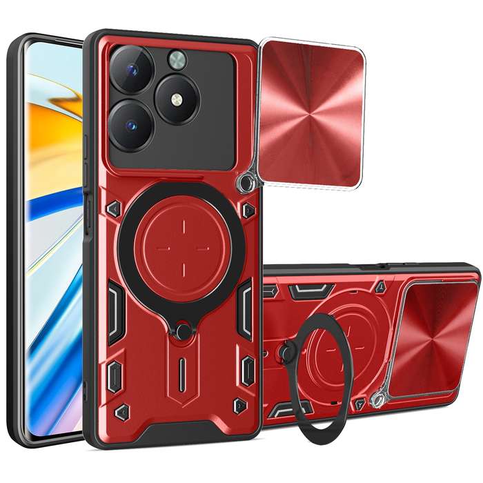 For Realme C61 / C63 CD Texture Sliding Camshield Magnetic Holder Phone Case(Pink)