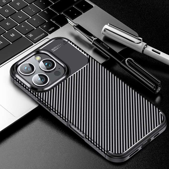 For iPhone 16 Pro Max Carbon Fiber Texture Shockproof TPU Phone Case(Black)
