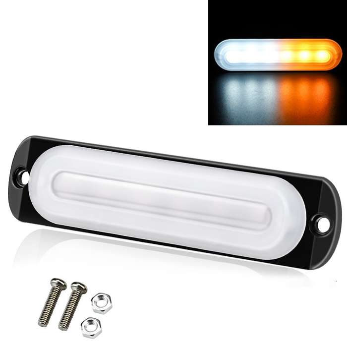 DC12V-24V / 18W Car Truck Emergency Strobe Flash Warning Light 6LEDs Ultra-thin Side Lights(Blue)
