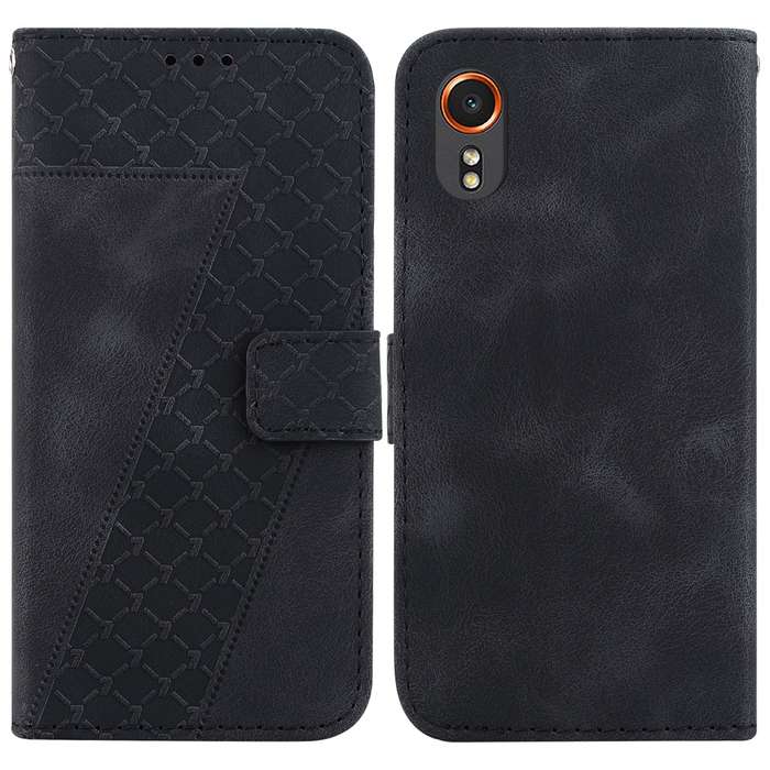 For Samsung Galaxy Xcover7 7-shaped Embossed Leather Phone Case(Black)