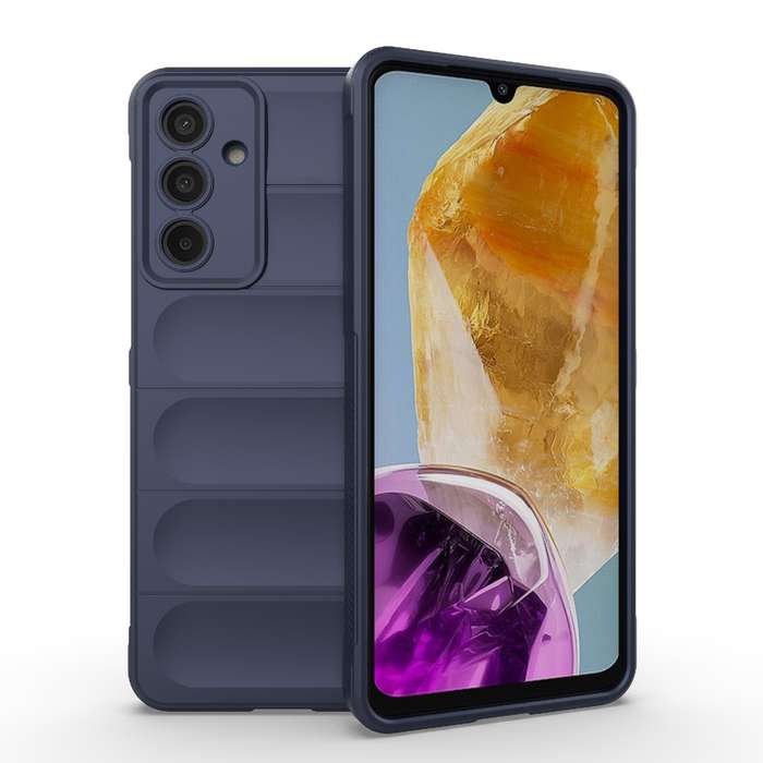 For Samsung Galaxy M55 5G Magic Shield TPU + Flannel Phone Case(Dark Blue)