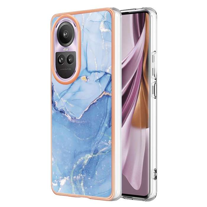 For OPPO Reno10 Pro 5G Global Electroplating Marble Dual-side IMD Phone Case(Pink 013)