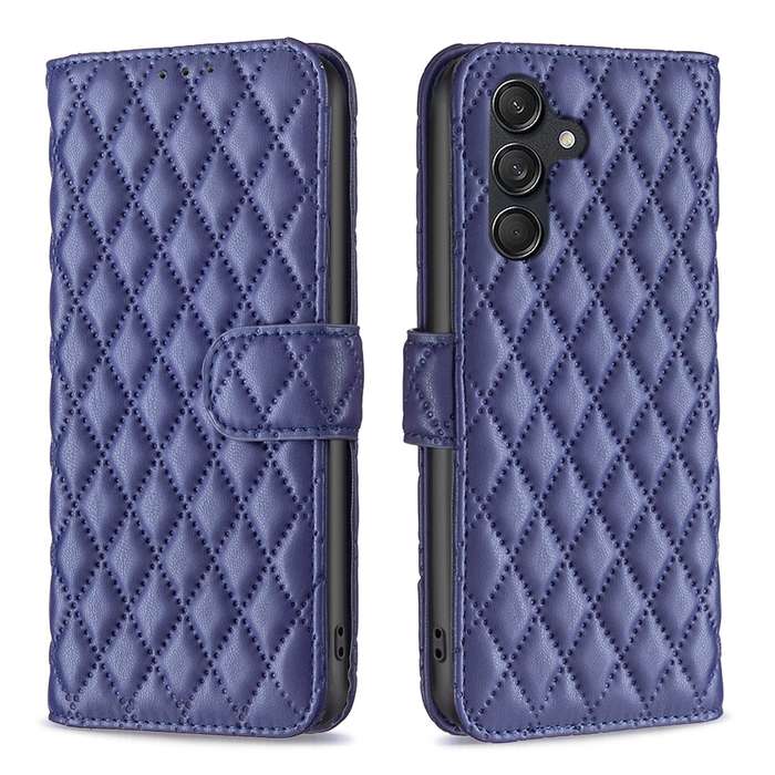 For Samsung Galaxy M55 Diamond Lattice Wallet Flip Leather Phone Case(Blue)