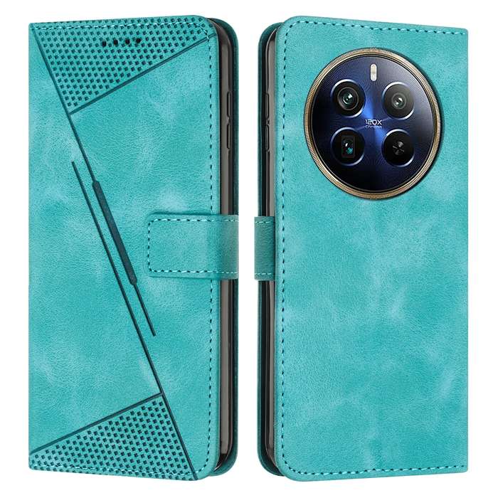 For Realme 12 Pro+ Dream Triangle Leather Phone Case with Lanyard(Green)