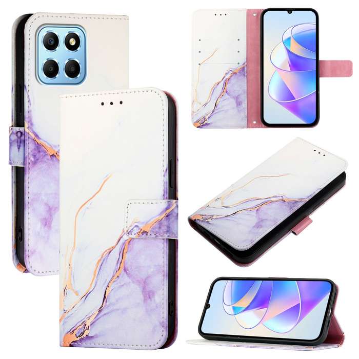For Honor X8 5G / X6 4G / 70 Lite / X6s / X8a PT003 Marble Pattern Flip Leather Phone Case(Whit