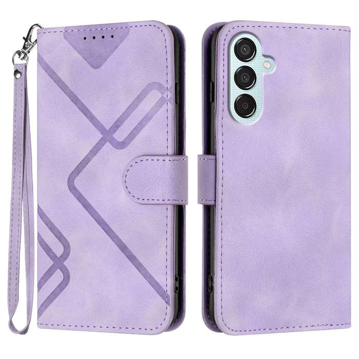 For Samsung Galaxy M15 5G/F15 5G Line Pattern Skin Feel Leather Phone Case(Light Purple)