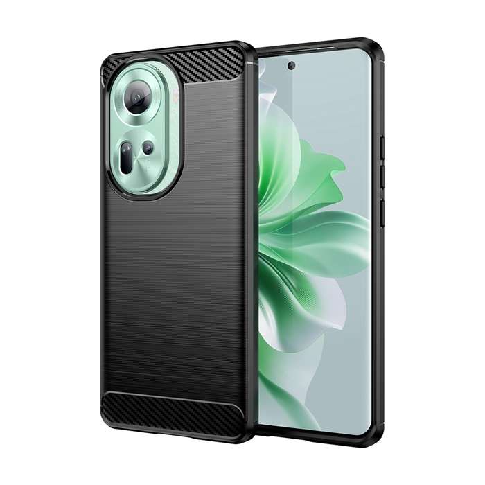 For OPPO Reno11 Global Brushed Texture Carbon Fiber TPU Phone Case(Black)