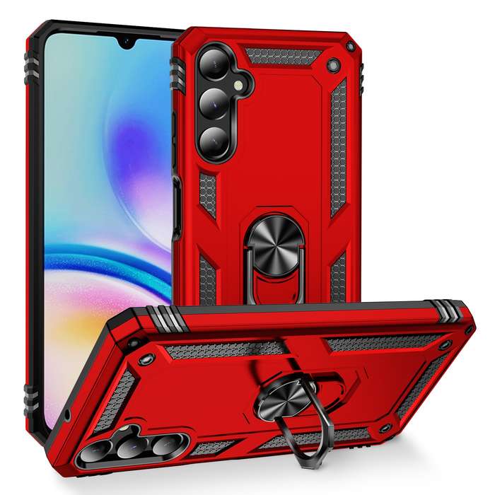 For Samsung Galaxy A05s Shockproof TPU + PC Phone Case with Holder(Red)