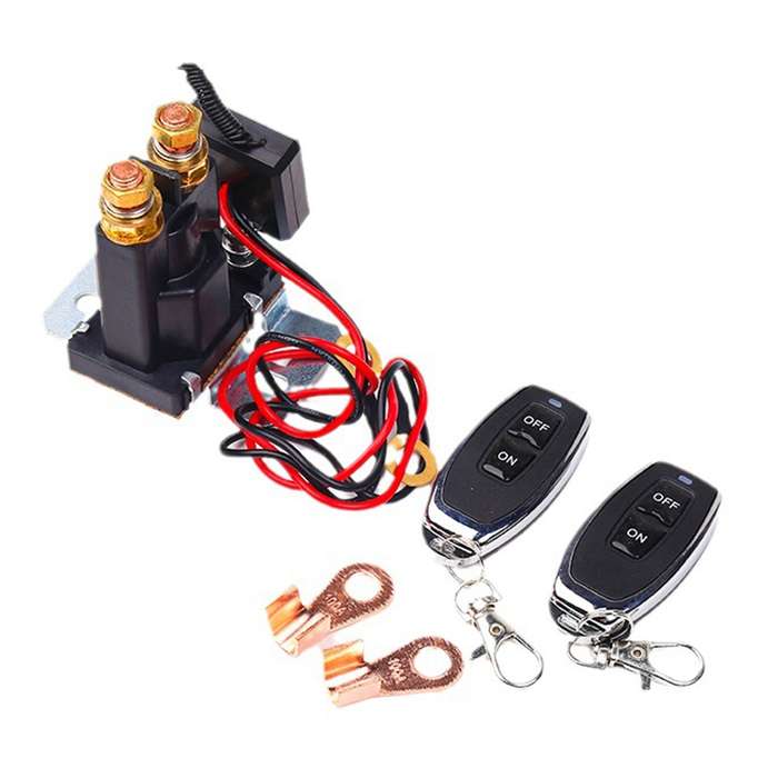 24V 500A Car Battery Remote Control Relay Rotary Switch Cut, Style:with 2 x Remote Control
