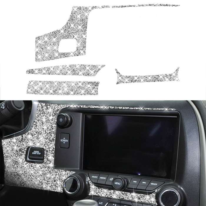 For Chevrolet Corvette C7 2014-2019 4 in 1 Car Central Control Panel Diamond Decorative Sticker, Lef