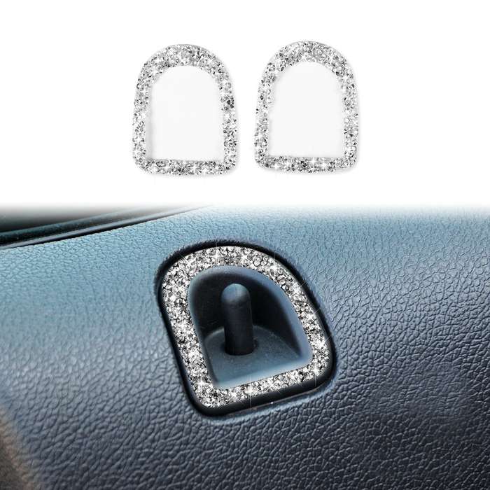 For Ford Mustang 2009-2013 2pcs Car Door Lock Frame Diamond Decoration Sticker, Left Hand Drive