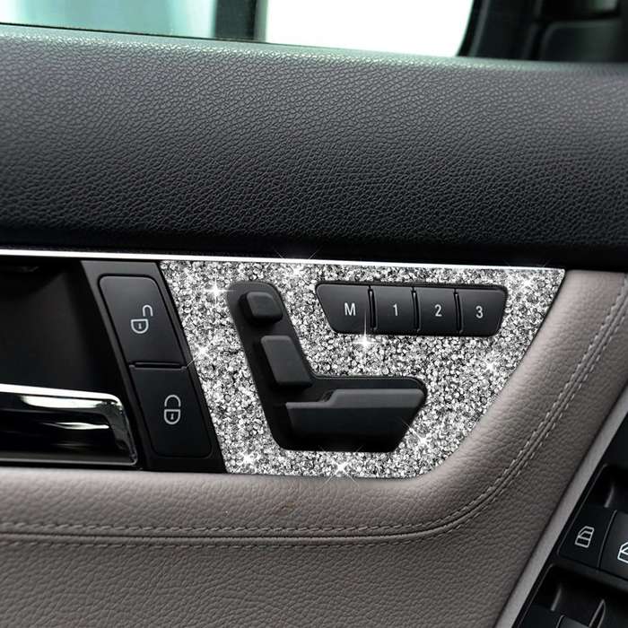 For Mercedes-Benz C-class W204 2007-2013 Car Seat Adjustment B Diamond Decorative Sticker, Left and