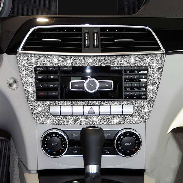 For Mercedes-Benz C-class W204 2011-2013 Car Central Control CD Panel Diamond Decorative Sticker, Le