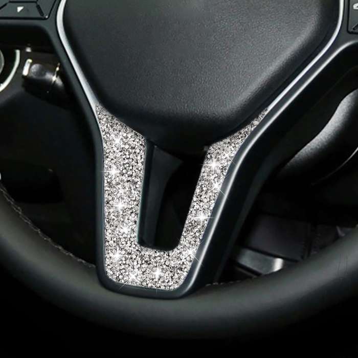 For Mercedes-Benz W204 Car Steering Wheel Diamond Decorative Sticker, Left and Right Drive