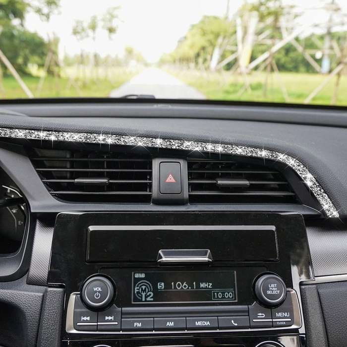 For Honda Civic 2016-2019 Car Central Control Air Outlets Upper Diamond Decorative Sticker, Left-han