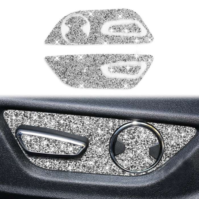 For Ford Mustang 2015-2020 Car Seat Adjustment Button Diamond Decoration Sticker, Left Drive