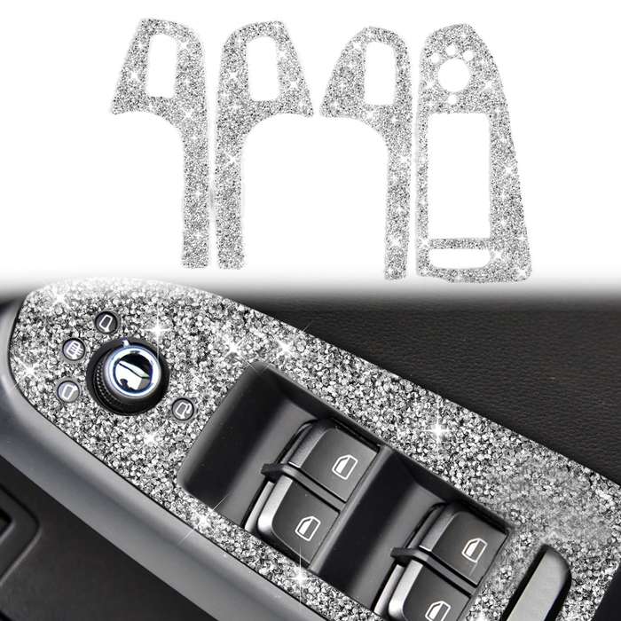 For Audi A4 / A5 / Q5 Car Door Lift Control Panel Diamond Decoration Sticker, Right Drive High Confi