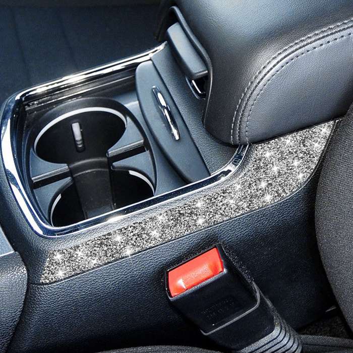 For Dodge Charger 2011-2014 Car Cup Holder Armrest Outside Diamond Decorative Sticker, Left-hand Dri