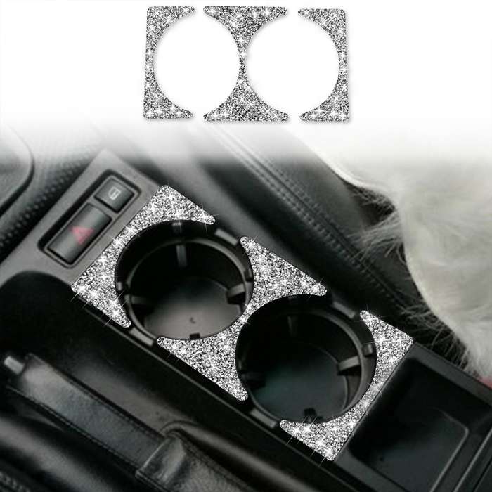 For BMW Series 3 E46 1998-2005 Car Water Cup Holder Panel Diamond Decoration Sticker, Left and Right