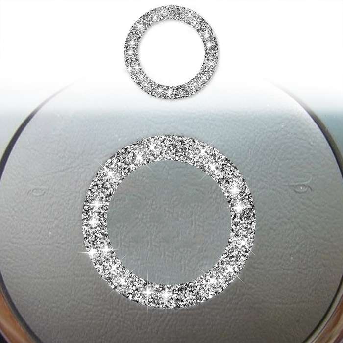 For BMW Series 3 E46 1998-2005 Car Steering Wheel Logo Circle Diamond Decoration Sticker, Left and R