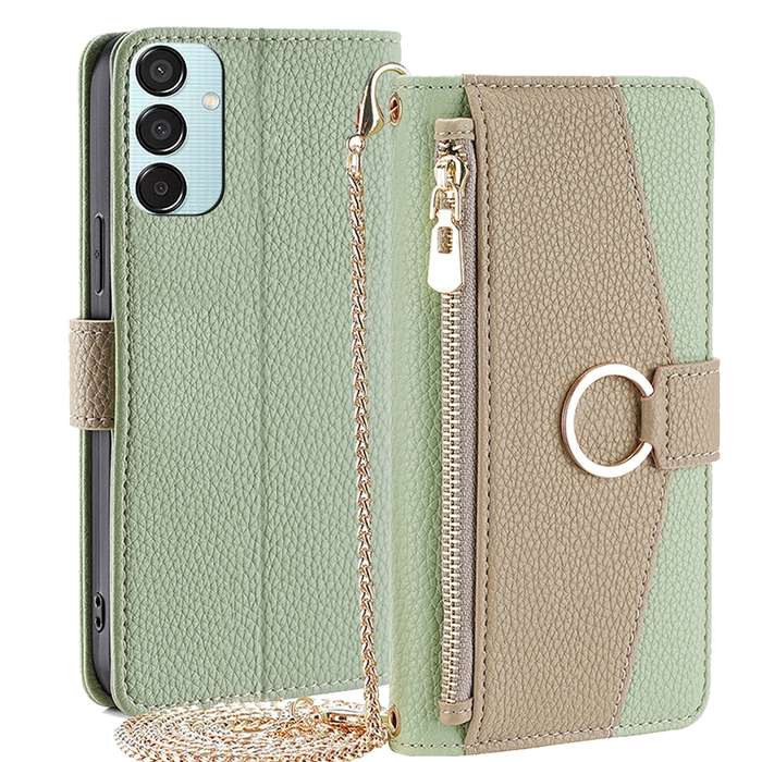 For Samsung Galaxy M15 5G Crossbody Litchi Texture Leather Phone Case(Green)
