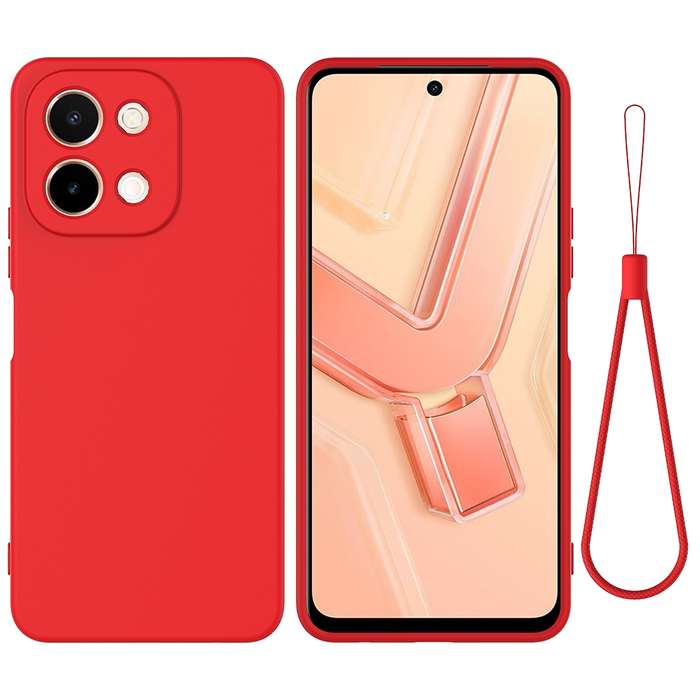 For vivo Y28 4G Solid Color Liquid Silicone Dropproof Full Coverage Phone Case(Red)