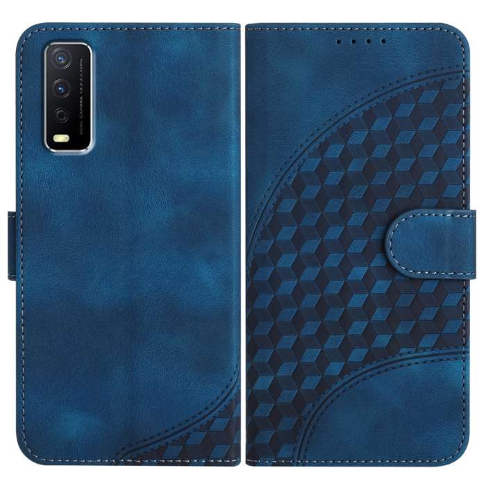 For vivo Y20a/Y20g/Y12a YX0060 Elephant Head Embossed Phone Leather Case with Lanyard(Royal Blu