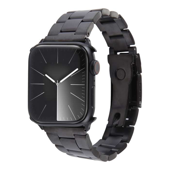 For Apple Watch Series 9 45mm Three-Bead Stainless Steel Watch Band(Black)