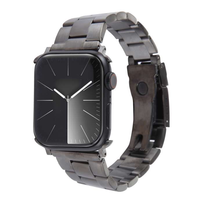 For Apple Watch Series 3 42mm Three-Bead Stainless Steel Watch Band(Gun Color)
