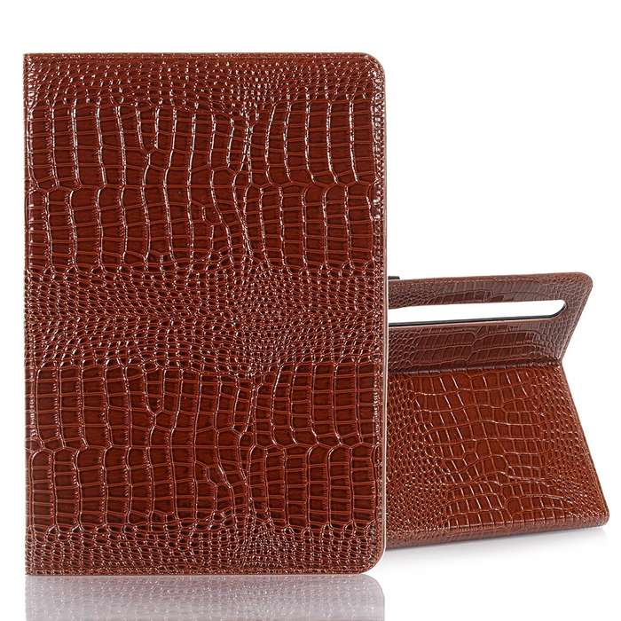 For Samsung Galaxy Tab S9 Crocodile Texture Leather Tablet Case(Brown)