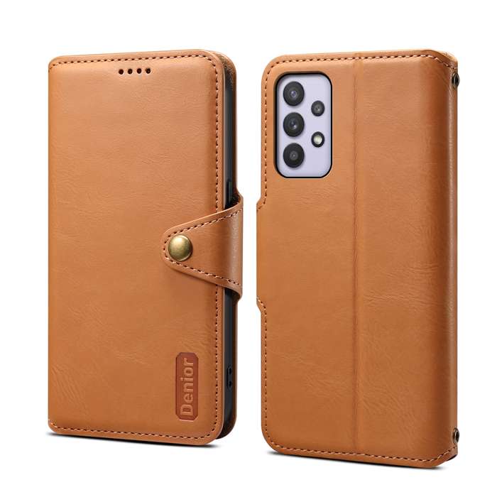 For Samsung Galaxy A32 5G Denior Cowhide Texture Wallet Style Leather Phone Case(Brown)
