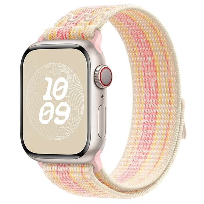 For Apple Watch Series 9 41mm Loop Nylon Watch Band(Starlight Pink)