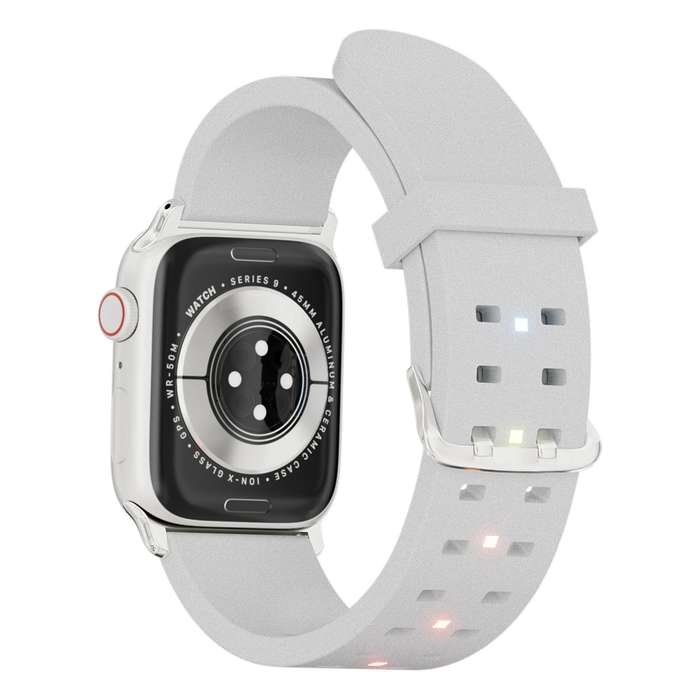 For Apple Watch 42mm Luminous Colorful Light Silicone Watch Band(Light Grey)