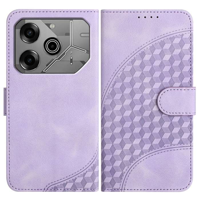 For Tecno Pova 6 Pro YX0060 Elephant Head Embossed Phone Leather Case with Lanyard(Light Purple