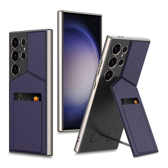 For Samsung Galaxy S24 Ultra 5G GKK Rotor Bracket Recessed Card Bag Full Coverage Phone Case(Pu