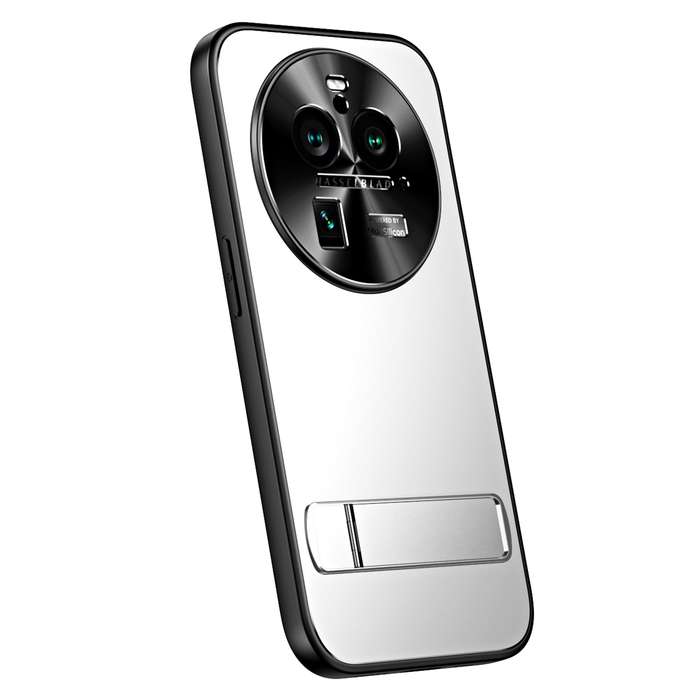 For OPPO Find X6 Pro R-JUST RJ-61 Electroplating Frosted TPU + PC Phone Case with Holder(Silver
